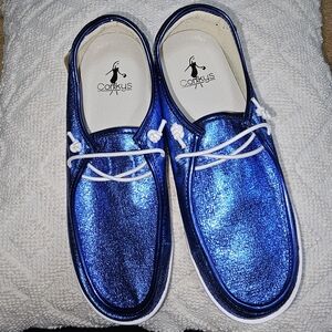 Corkys Shimmering Blue Loafers